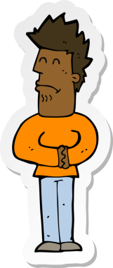 Bir insan tarafından çizilmiş gergin bir adamın çıkartması.