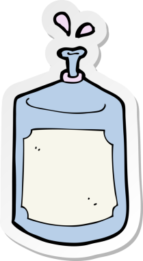 Bir insan tarafından çizilmiş karikatür püskürtme şişesinin etiketi.