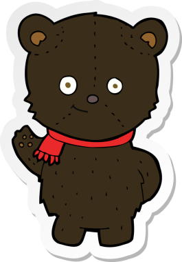 Bir insan tarafından çizilmiş şirin bir kara ayının çıkartması.