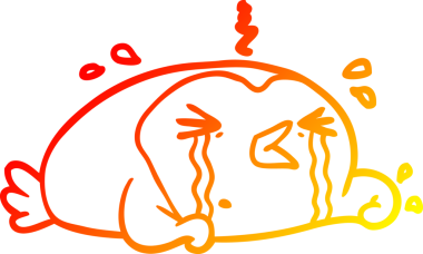 Bir insan tarafından çizilmiş ağlayan bir penguen çizgisi.