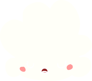 Bir insan tarafından çizilmiş şirin düz renkli çizgi film bulutu