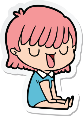 Bir insan tarafından çizilmiş bir karikatür kadının çıkartması.