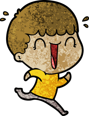 Bir insan tarafından çizilmiş gülen çizgi film adamı.