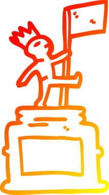 Bir insan tarafından çizilmiş bir karikatür heykeli.