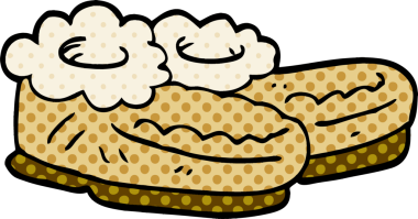 Bir insan tarafından çizilmiş rahat terlikler.