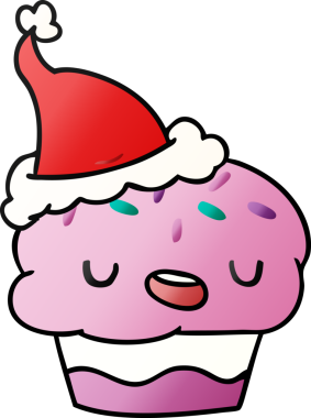 Bir insan tarafından çizilmiş Kawaii kekinin el çizimi gradyan karikatürü.