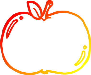 Bir insan tarafından çizilen elma çizgi romanının sıcak gradyan çizimi