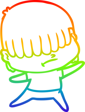 Bir insan tarafından çizilmiş dağınık saçlı bir çizgi film çocuğunun çizimi.