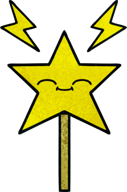 Bir insan tarafından çizilmiş sihirli bir değneğin retro grunge dokusu