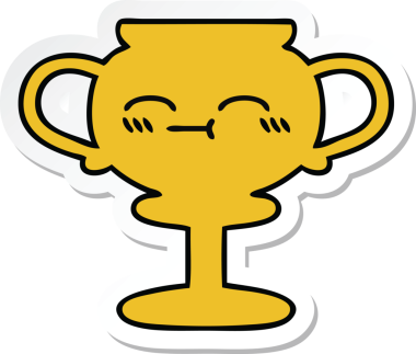 Bir insan tarafından çizilmiş şirin bir karikatür kupasının çıkartması.