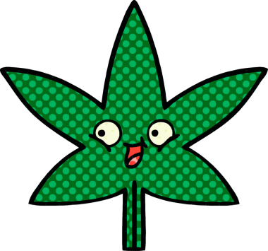 Bir insan tarafından çizilmiş marihuana yaprağının karikatürü.