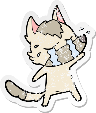 Bir insan tarafından çizilmiş ağlayan bir karikatür çıkartması.