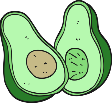 Bir insan tarafından çizilmiş avokado çizgi filmi.