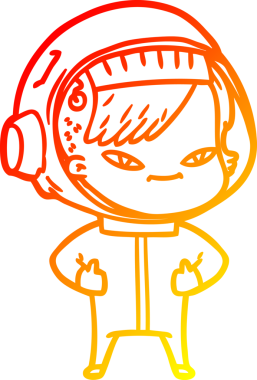 Bir insan tarafından çizilmiş bir astronot kadın çizgi çizimi.