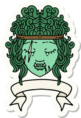 Bir insan tarafından çizilmiş ork barbar karakter suratı çıkartması.