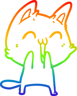 gökkuşağı gradyan çizimi mutlu çizgi film kedisi bir insan tarafından çizildi