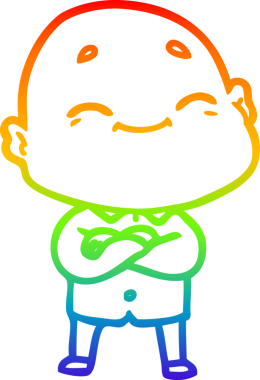 Gökkuşağı gradyan çizgi çizimi Bir insan tarafından çizilmiş mutlu kel adam