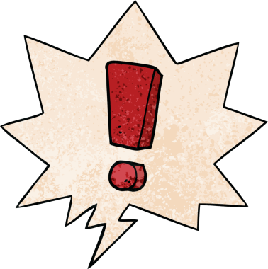 bir insan tarafından çizilmiş eski doku ile konuşma baloncuğu ile çizgi film ünlem işareti