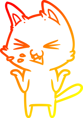 Bir insan tarafından çizilmiş çizgi film kedisinin sıcak çizgi çizimi