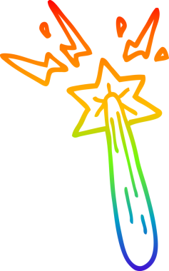 gökkuşağı gradyan çizgi çizimi bir insan tarafından çizilmiş sihirli değnek