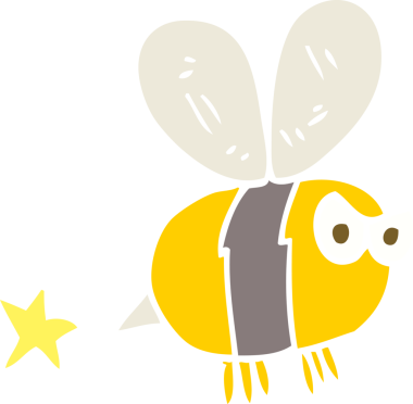 Bir insan tarafından çizilen kızgın arıların düz renk çizimi