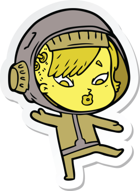 Bir insan tarafından çizilmiş astronot bir kadının çıkartması.