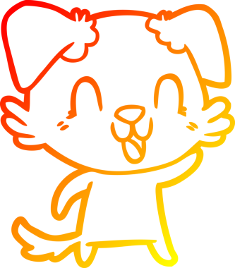 Bir insan tarafından çizilmiş gülen çizgi film köpeğinin sıcak çizgi çizgisi.