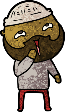 Bir insan tarafından çizilmiş mutlu sakallı bir adam.