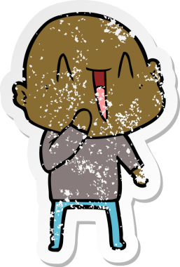 Bir insan tarafından çizilmiş mutlu, kel bir adamın sıkıntılı çıkartması.