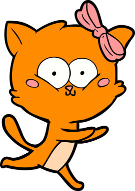 Bir insan tarafından çizilmiş çizgi film kedisi.