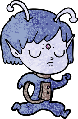 Bir insan tarafından çizilmiş uzaylı kız.