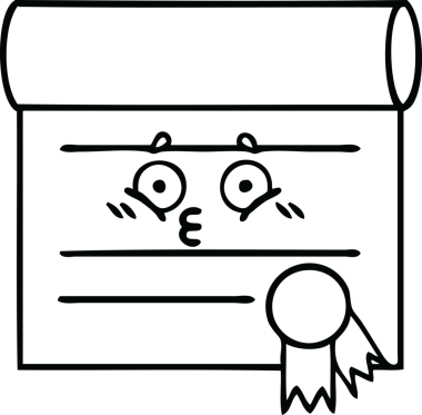 Bir insan tarafından çizilmiş bir sertifikanın çizgi çizimi