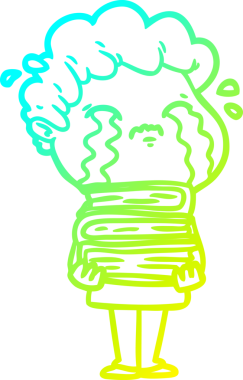 Bir insan tarafından çizilmiş ağlayan bir çizgi film karakteri çizimi.