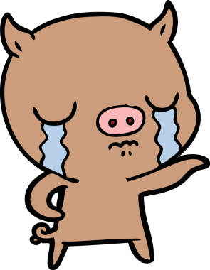 Bir insan tarafından çizilmiş çizgi filmdeki domuz ağlaması.