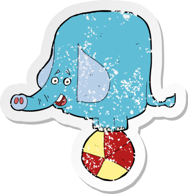 Bir insan tarafından çizilmiş sirk filinin gerilimli çıkartması.