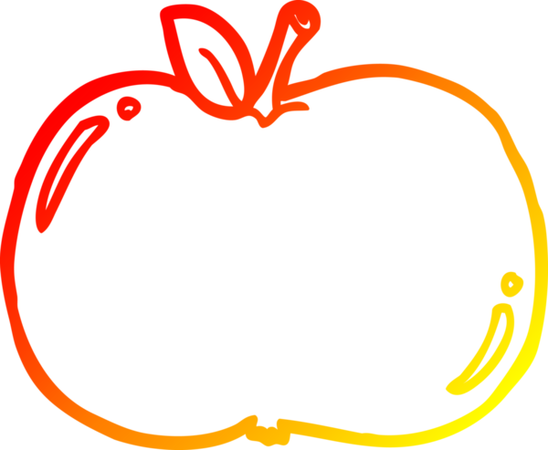 Bir insan tarafından çizilen elma çizgi romanının sıcak gradyan çizimi