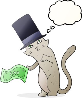 Serbest çizim düşünce balonu çizgi filmi zengin kedi bir insan tarafından çizildi