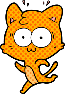 Çizgi film bir insan tarafından çizilmiş sürpriz kedi.