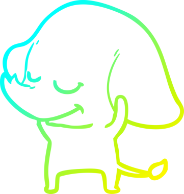 Bir insan tarafından çizilmiş gülümseyen bir filin soğuk gradyan çizimi