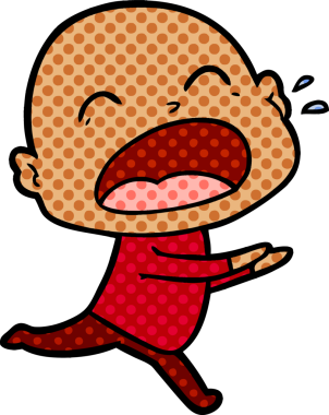 Bir insan tarafından çizilmiş kel adam diye bağıran çizgi film.