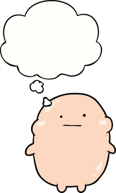 Bir insan tarafından çizilmiş düşünce kabarcığı olan insan çizgi filmi.