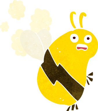 Bir insan tarafından çizilmiş komik çizgi film arısı.