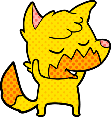 Bir insan tarafından çizilmiş tilki çizgi film karakteri