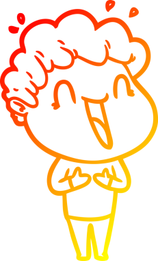 Bir insan tarafından çizilmiş gülen mutlu bir adamın çizgi film çizimi.