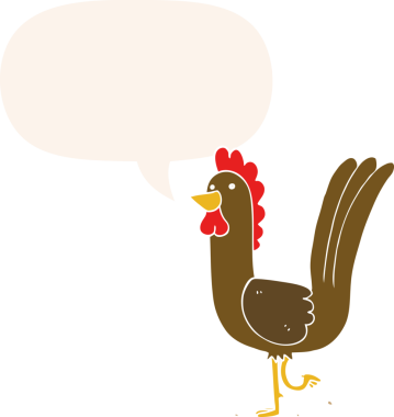 bir insan tarafından çizilmiş konuşma baloncuğu ile çizgi film horozu