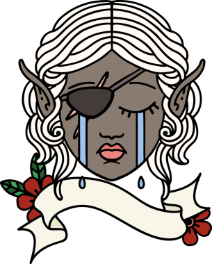 Retro Dövme Tarzı Ağlayan elf düzenbaz karakter yüzü Bir insan tarafından çizilmiş