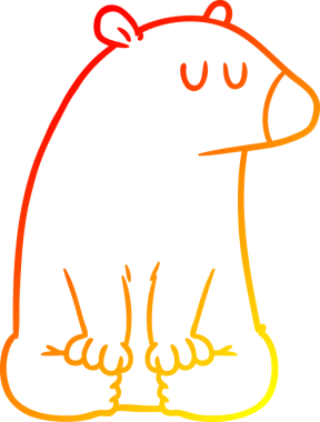 Bir insan tarafından çizilen çizgi film ayısının sıcak çizgi çizimi