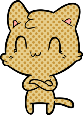 Bir insan tarafından çizilmiş mutlu bir kedi.