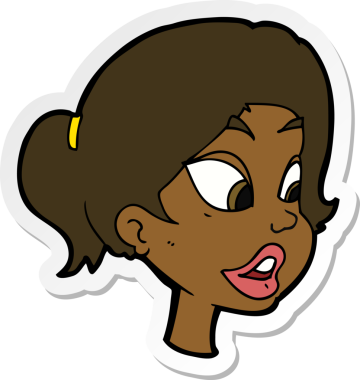 Bir insan tarafından çizilmiş, karikatür dostu bir kadının çıkartması.