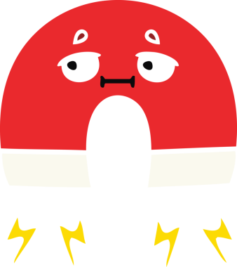 Bir insan tarafından çizilen mıknatısın düz renk retro karikatürü